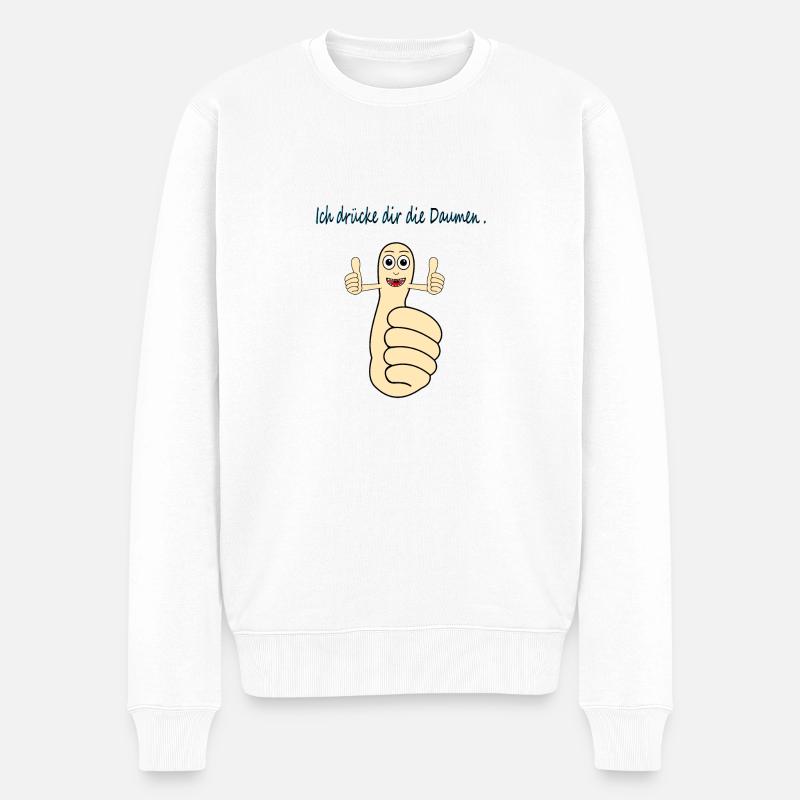 Ich drücke dir die Daumen - Männer Premium Bio Pullover - Weiß