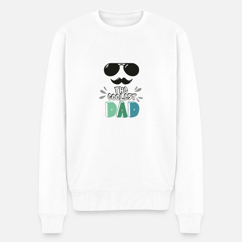 Der coolste Papa - Männer Premium Bio Pullover - Weiß
