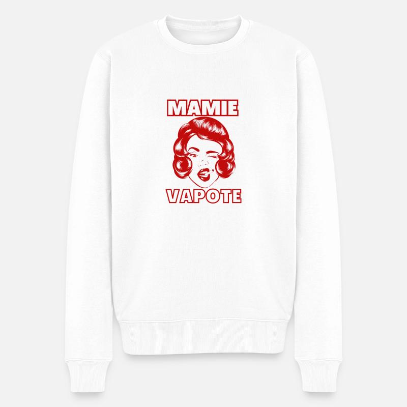 MAMIE VAPOTE ! - Pull Premium bio Homme - blanc