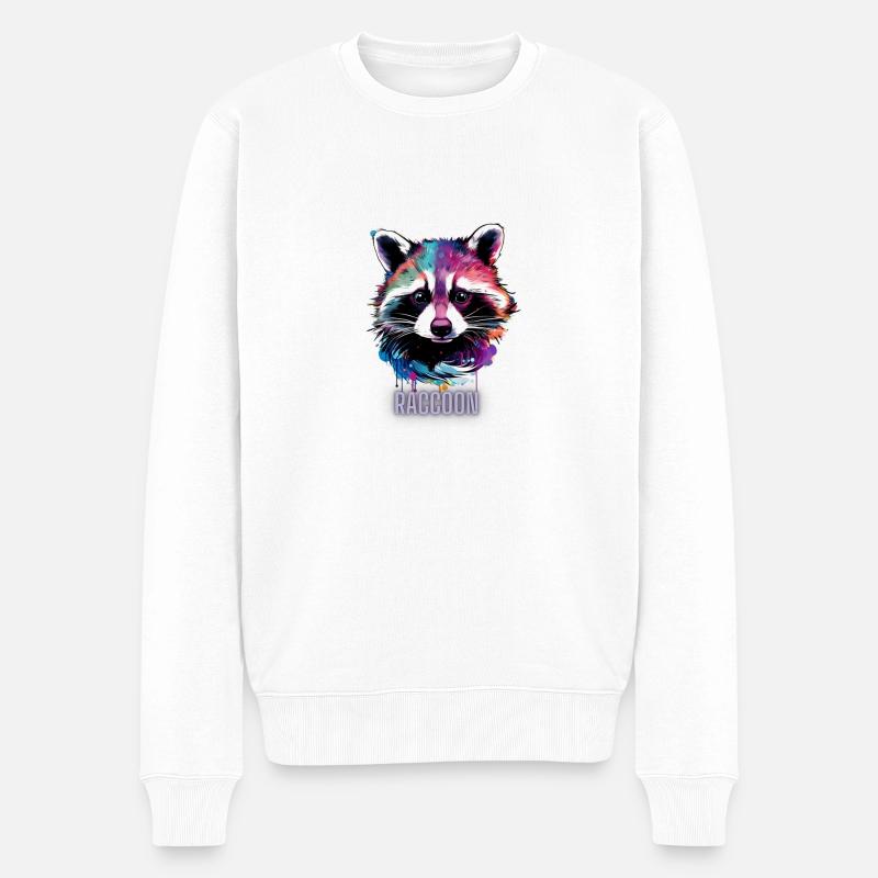 Waschbär, Waschbär. - Männer Premium Bio Pullover - Weiß