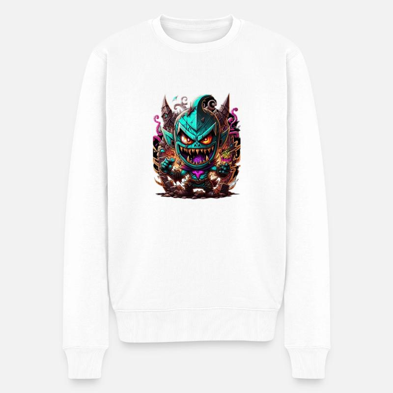 Graffiti Monster - Männer Premium Bio Pullover - Weiß