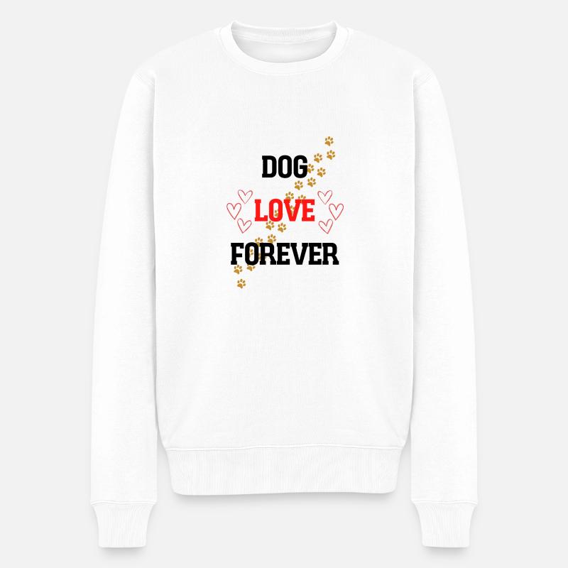 DOG LOVE FOREVER - Männer Premium Bio Pullover - Weiß