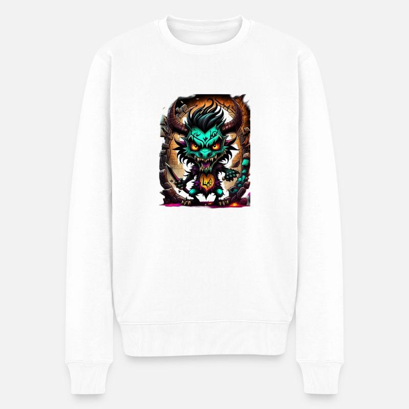 Graffiti Monster - Männer Premium Bio Pullover - Weiß
