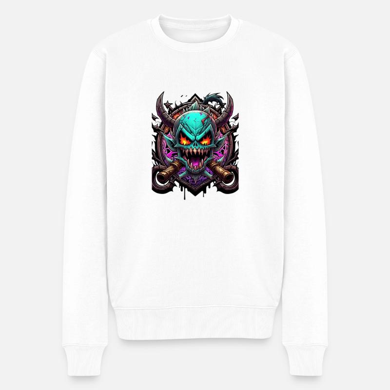 Graffiti Monster - Männer Premium Bio Pullover - Weiß