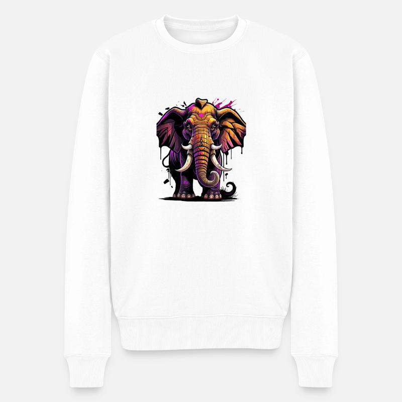 Graffiti éléphant - Pull Premium bio Homme - blanc
