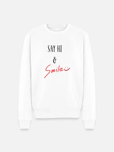 Sag Hi und lächle! - Männer Premium Bio Pullover - Weiß