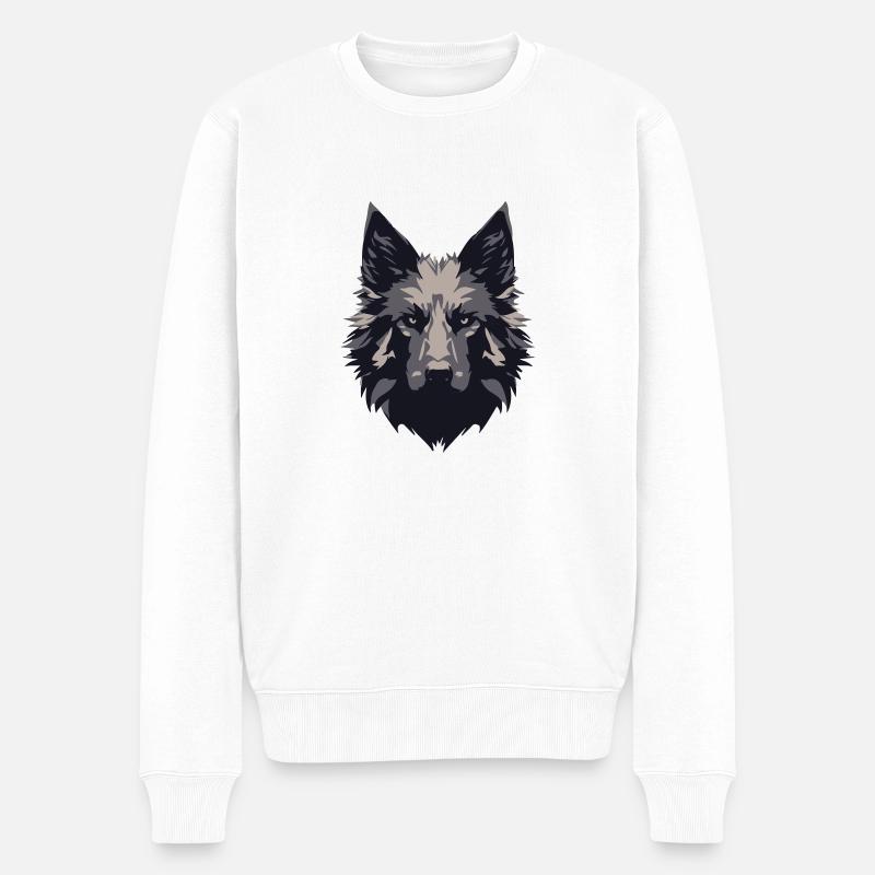 Wolf Borz Lomar - Männer Premium Bio Pullover - Weiß