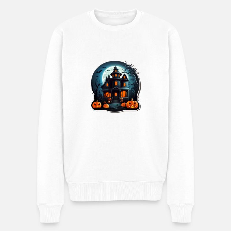 Halloween Haus - Männer Premium Bio Pullover - Weiß