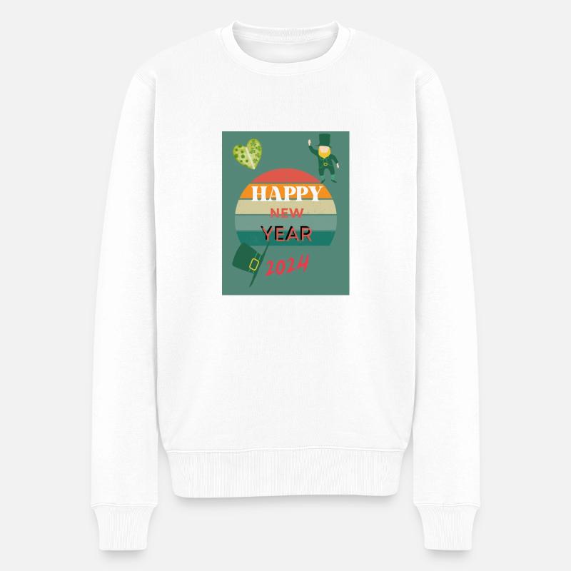Glückwünsche 2024 Neujahr - Männer Premium Bio Pullover - Weiß