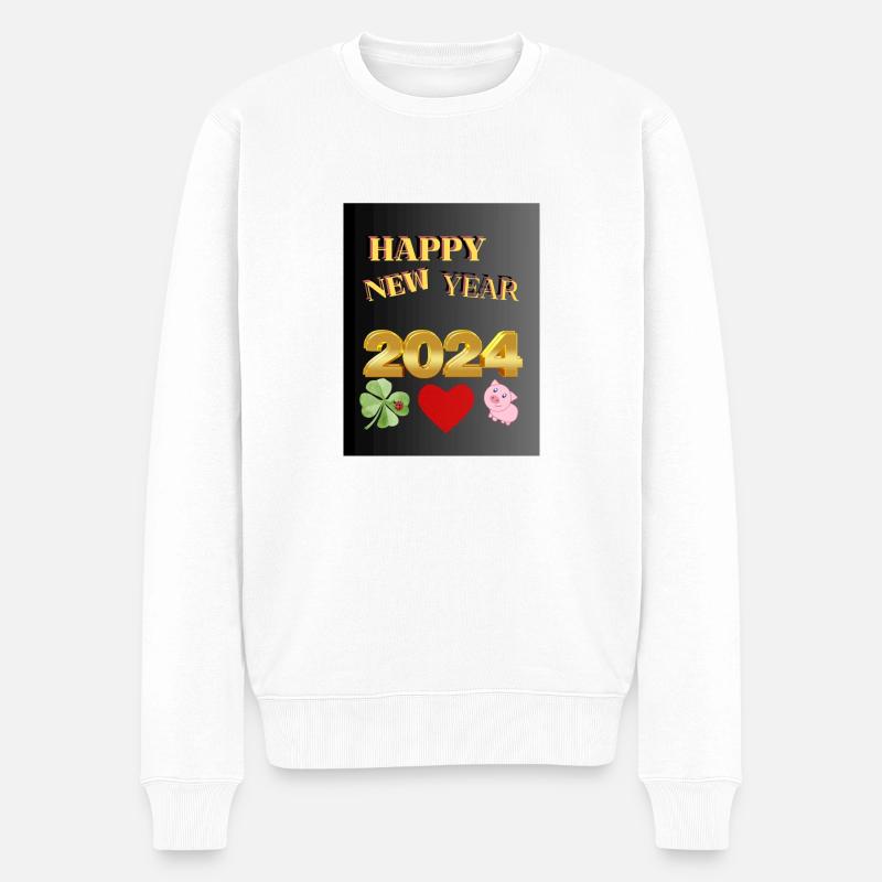 PROSIT NEU JAHR - Männer Premium Bio Pullover - Weiß