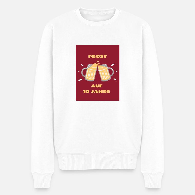 10 Jahre - Männer Premium Bio Pullover - Weiß