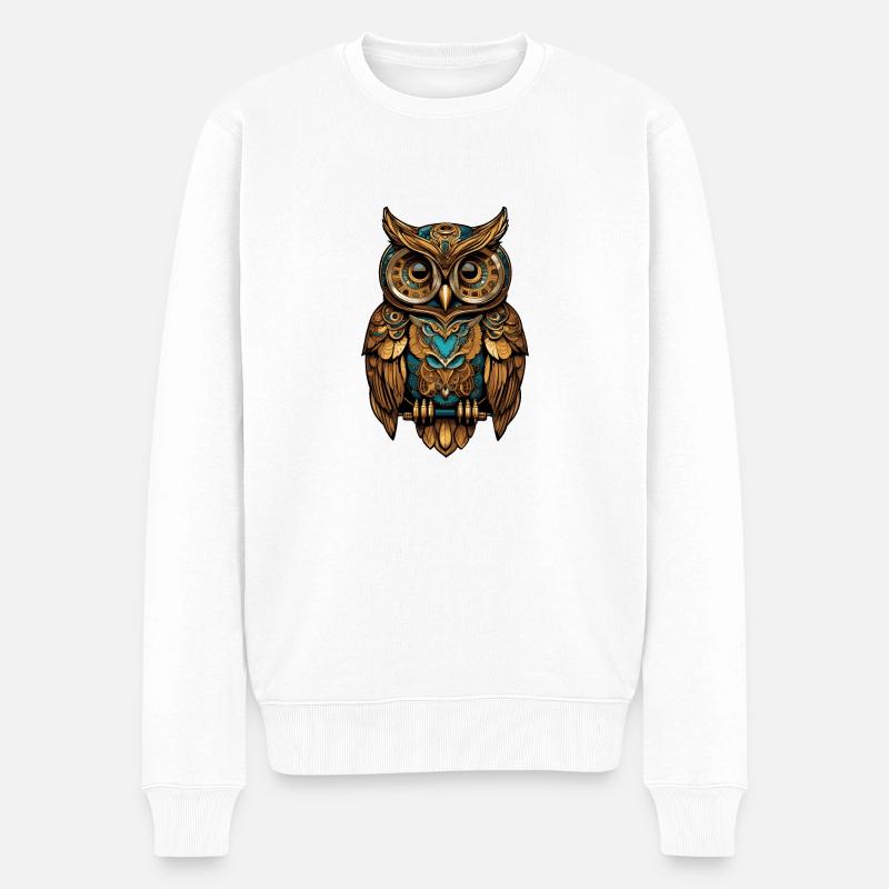 Hibou steampunk - Pull Premium bio Homme - blanc