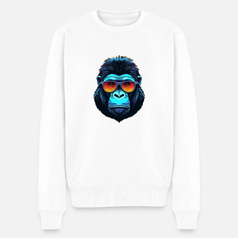 Gorilla-Gesicht - Männer Premium Bio Pullover - Weiß