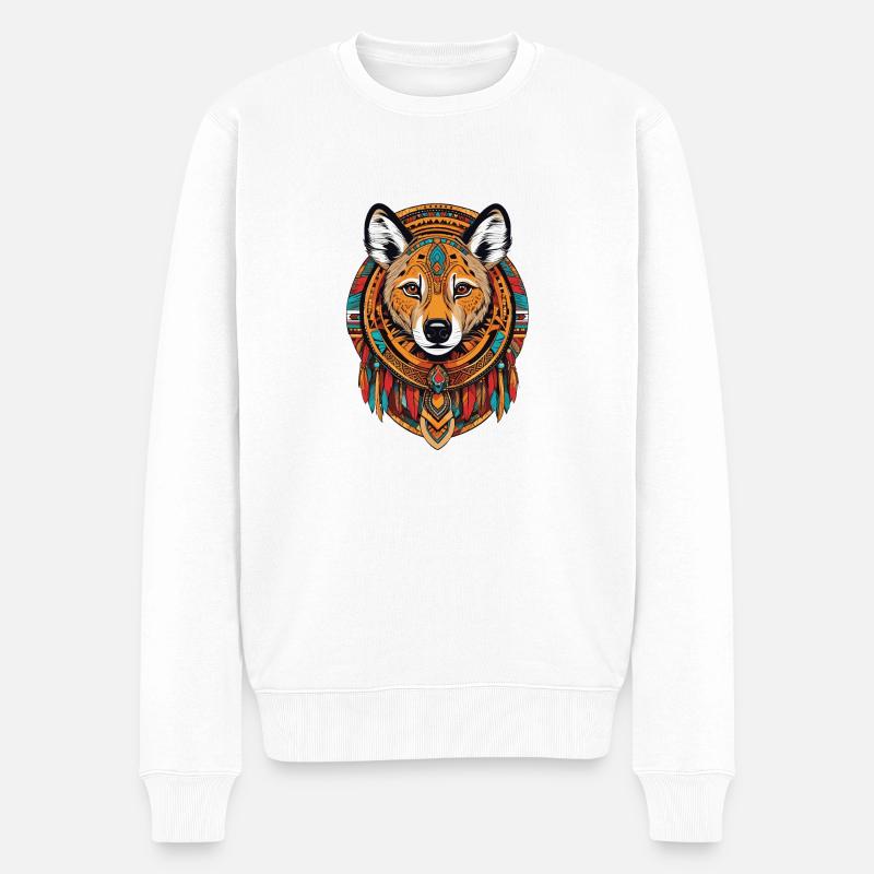 Hyäne - Männer Premium Bio Pullover - Weiß