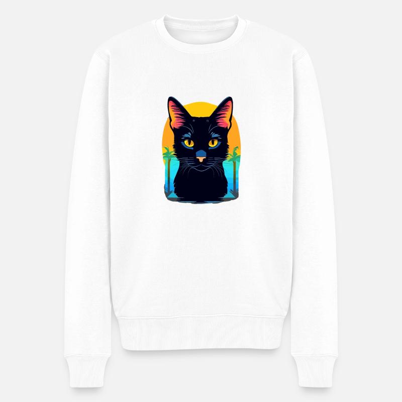 Bombay Katze - Männer Premium Bio Pullover - Weiß