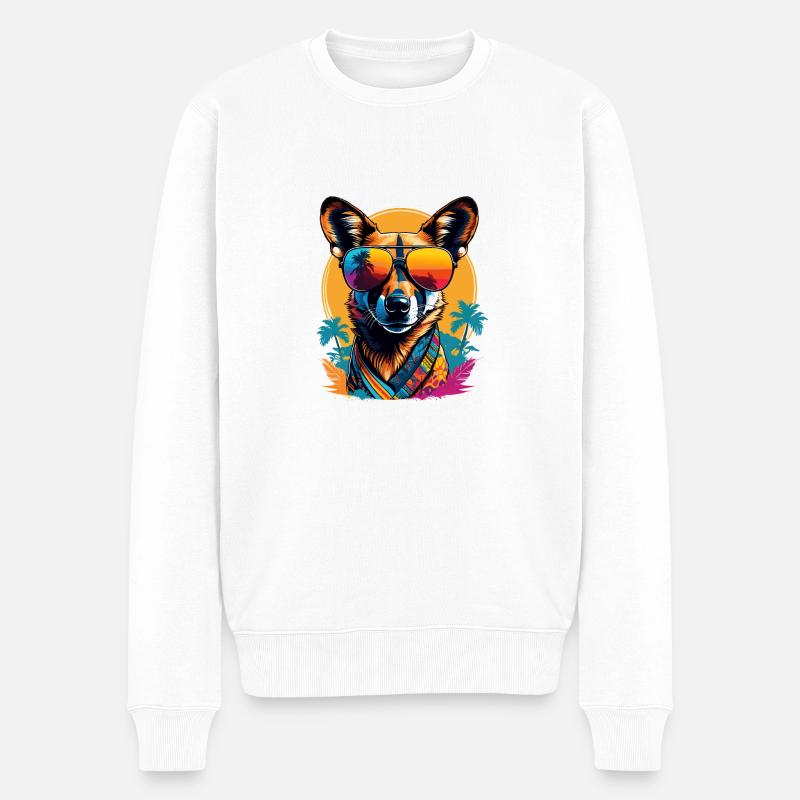 Afrikanischer Wildhund - Männer Premium Bio Pullover - Weiß