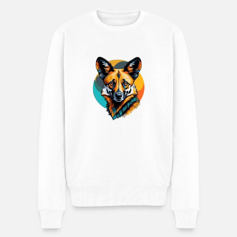 Afrikanischer Wildhund - Männer Premium Bio Pullover - Weiß