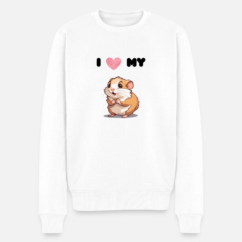 Hamster Love - Hamster mignon - Pull Premium bio Homme - blanc