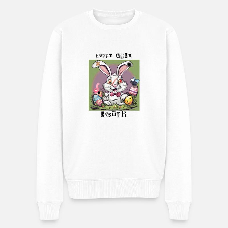 Frohe hässliche Ostern - Männer Premium Bio Pullover - Weiß