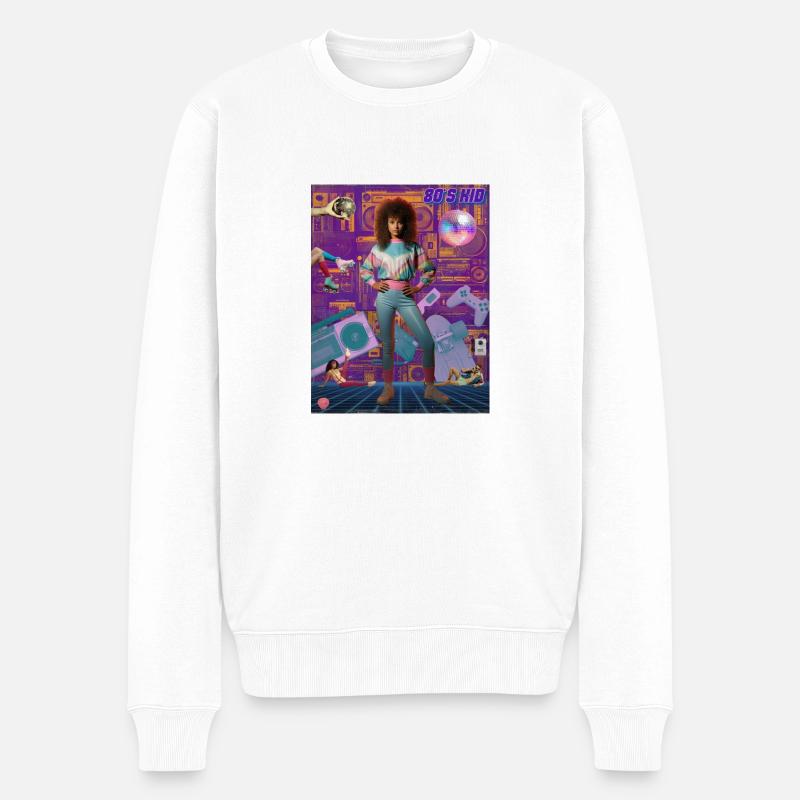 80er Jahre Kid Retro Poster - Männer Premium Bio Pullover - Weiß
