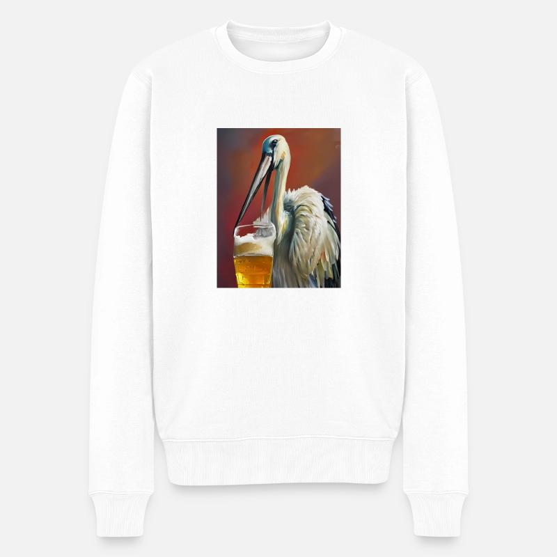 Cigogne Bière - Pull Premium bio Homme - blanc