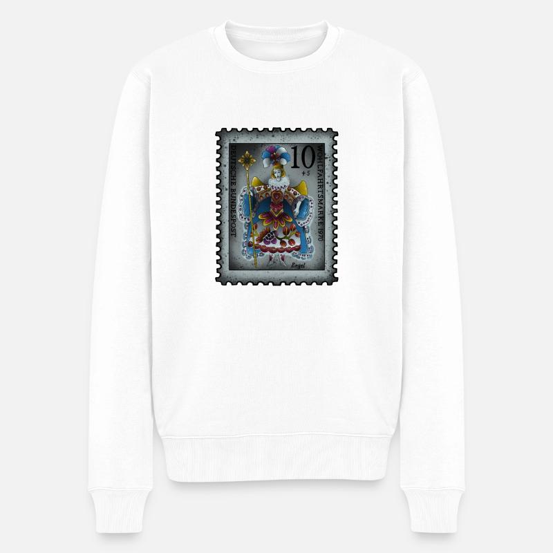 Briefmarke Engel - Männer Premium Bio Pullover - Weiß