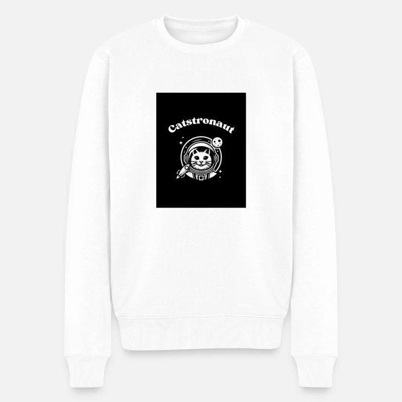 Catstronaut - Männer Premium Bio Pullover - Weiß