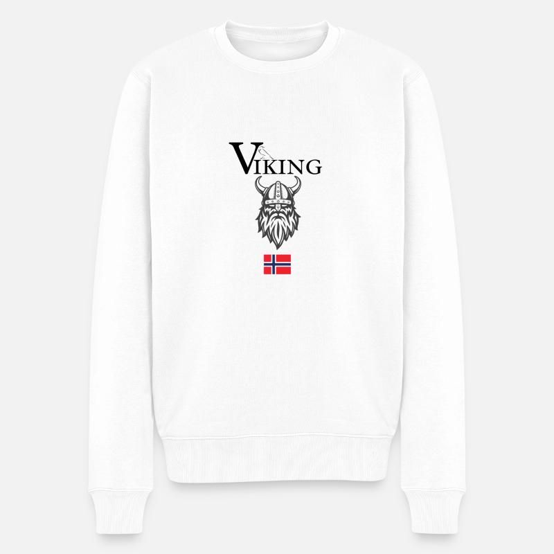 Viking Wikinger T-Shirt Norwegen - Männer Premium Bio Pullover - Weiß