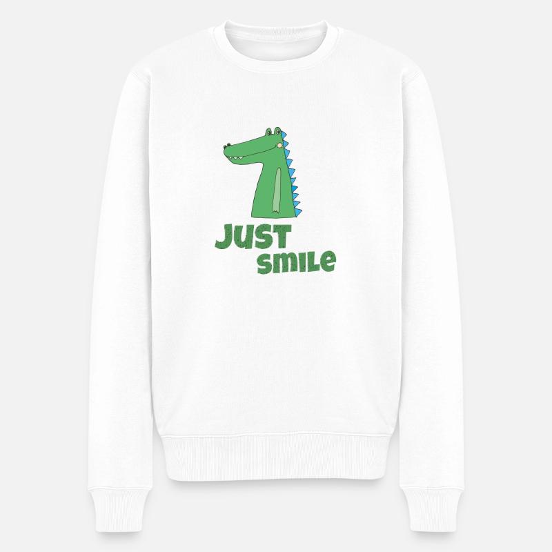 kroko just smile - Männer Premium Bio Pullover - Weiß