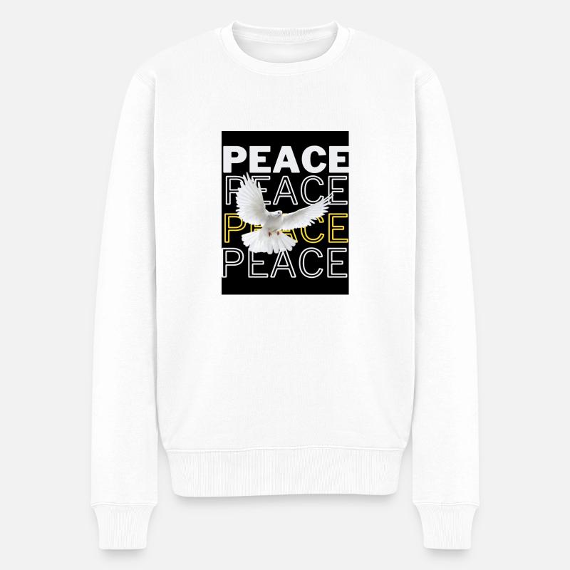 PeaceZeichen Friedenstaube - Männer Premium Bio Pullover - Weiß