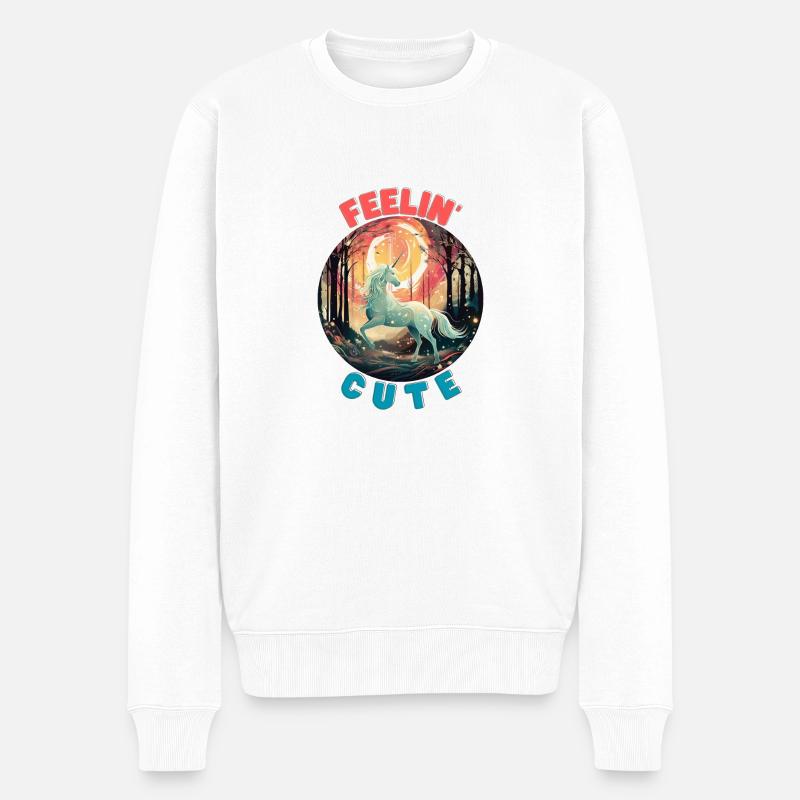Unicorn1 - Männer Premium Bio Pullover - Weiß