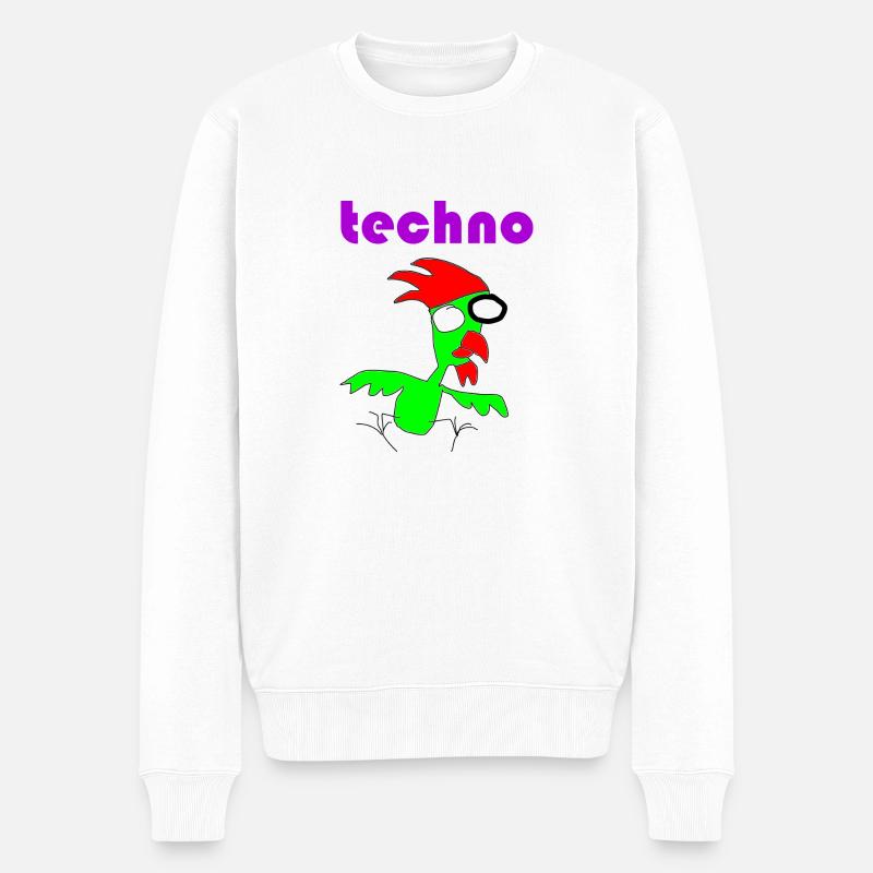 techno huhn - Männer Premium Bio Pullover - Weiß