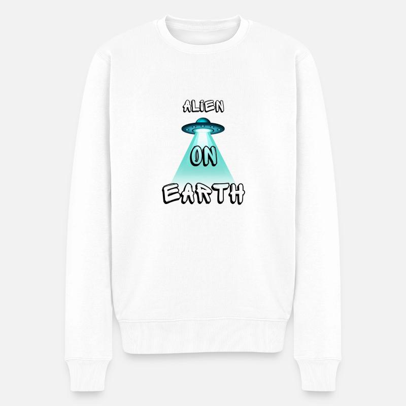 Alien on Earth - Männer Premium Bio Pullover - Weiß