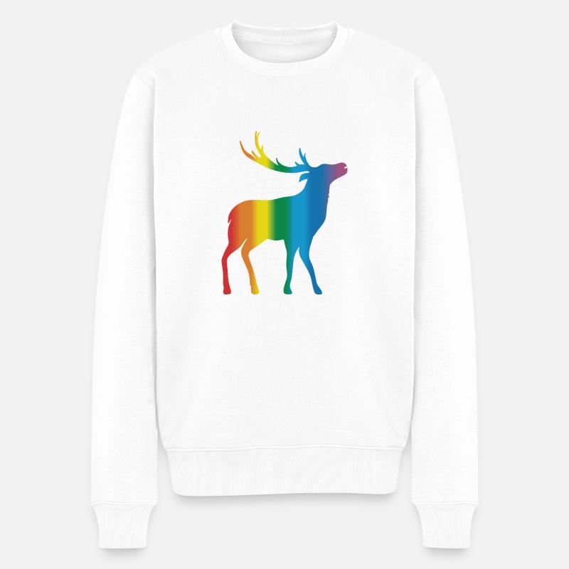 Hirsch - Männer Premium Bio Pullover - Weiß