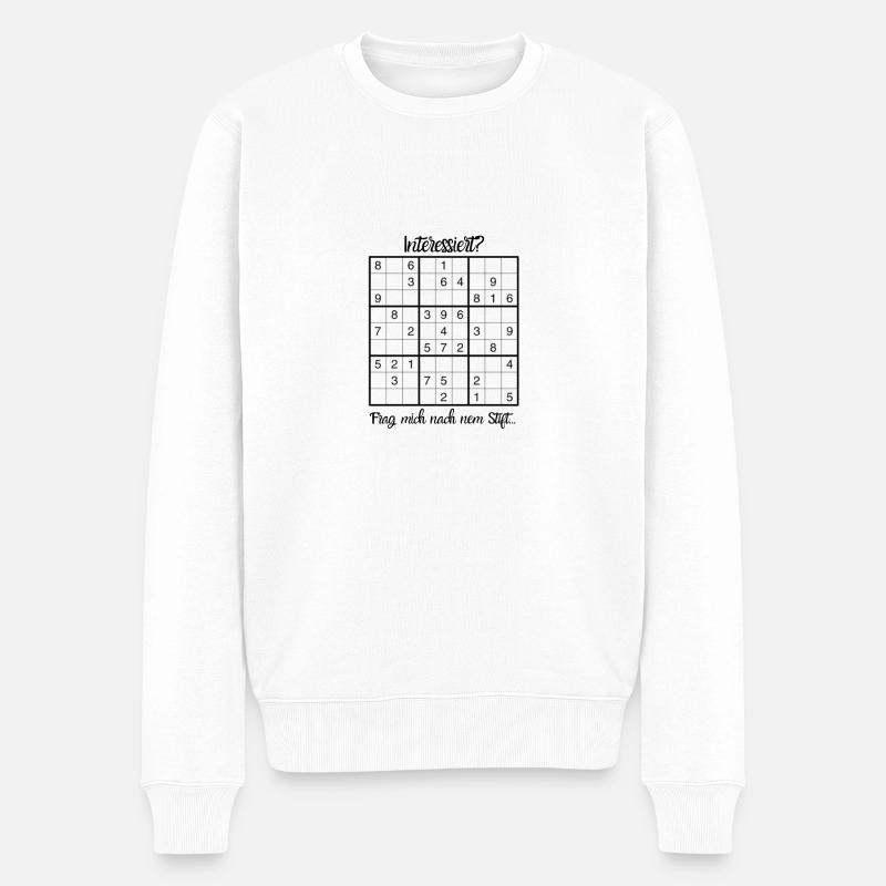 Interessiert - Männer Premium Bio Pullover - Weiß