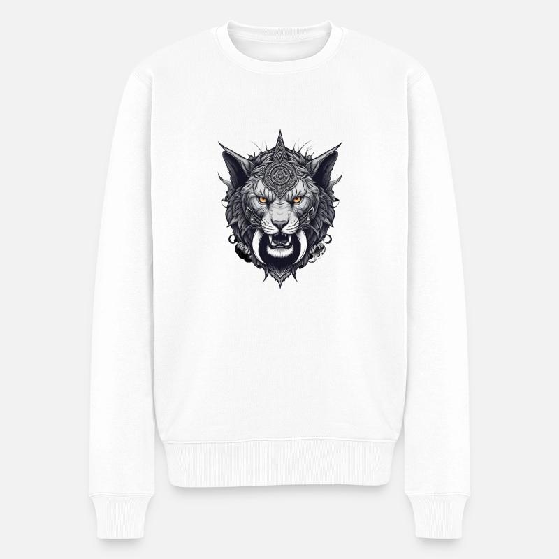 Löwe - Männer Premium Bio Pullover - Weiß