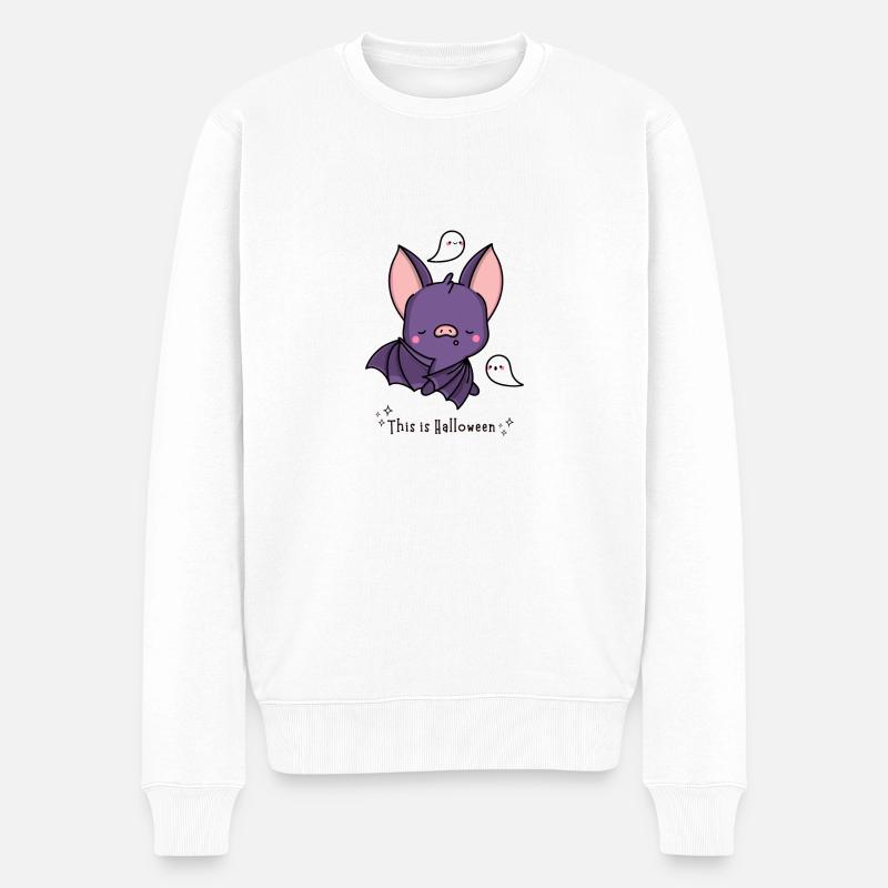 Süse Halloween Fledermaus - Männer Premium Bio Pullover - Weiß