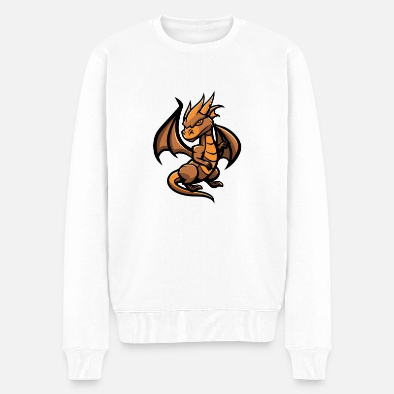 Drache Dragon - Männer Premium Bio Pullover - Weiß