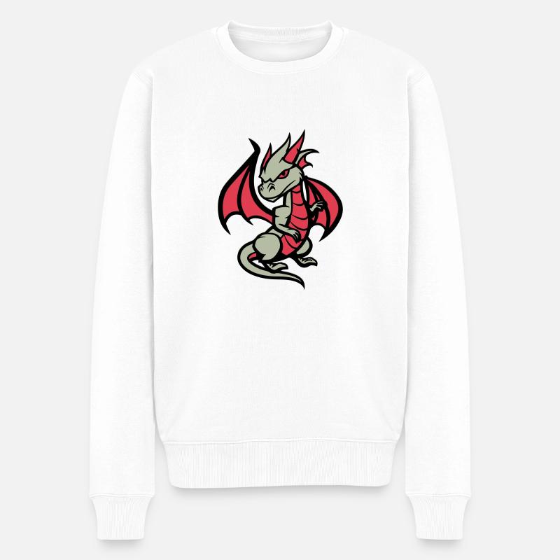 drache comic - Männer Premium Bio Pullover - Weiß