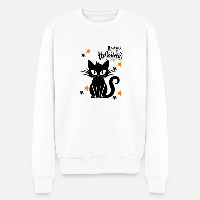Chat noir. Joyeux halloween - Pull Premium bio Homme - blanc
