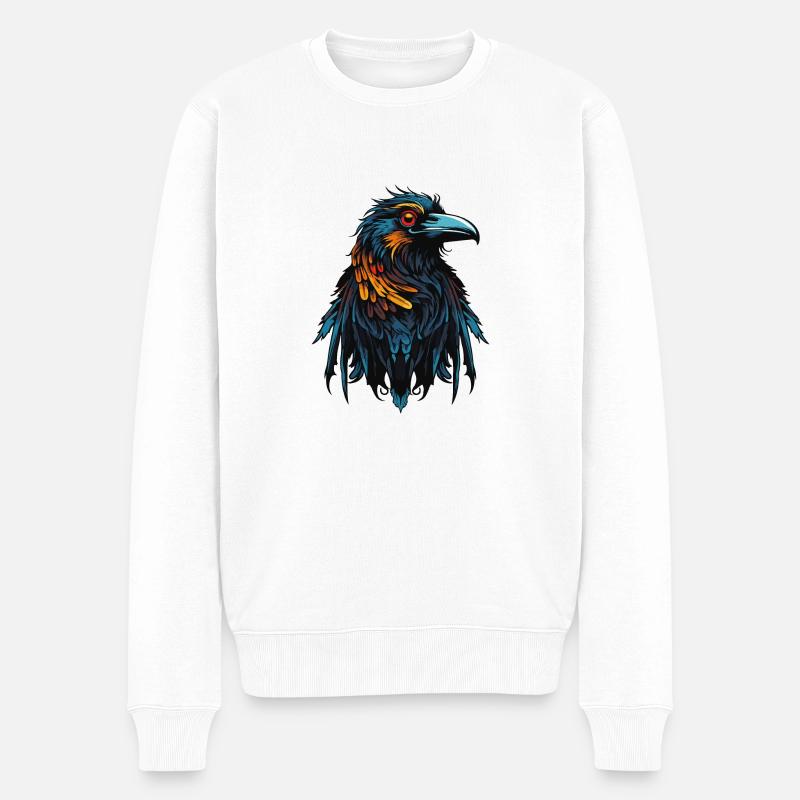 Oiseau corbeau - Pull Premium bio Homme - blanc