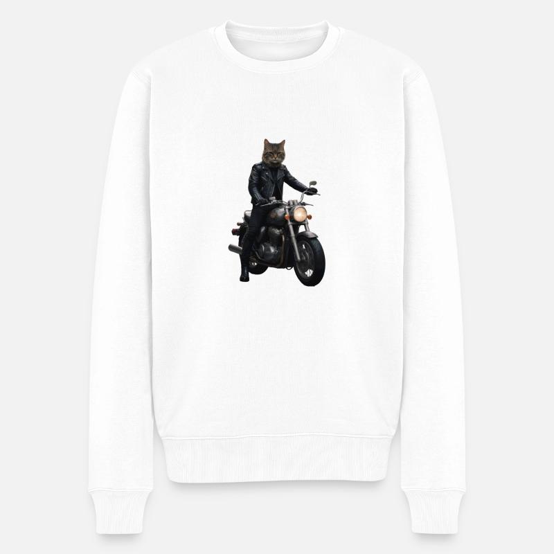 Chat motard - Pull Premium bio Homme - blanc