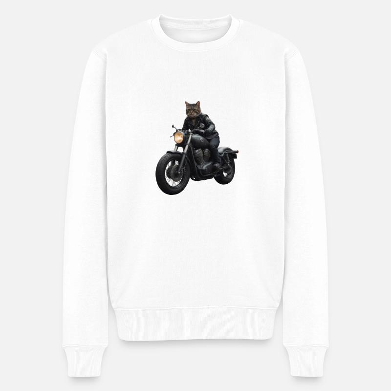 Chat motard - Pull Premium bio Homme - blanc