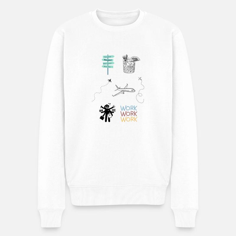 Arbeit vs. Urlaub - Männer Premium Bio Pullover - Weiß