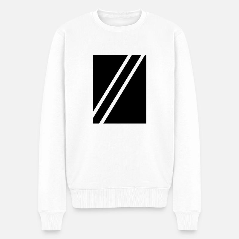 Rayures noires - Pull Premium bio Homme - blanc