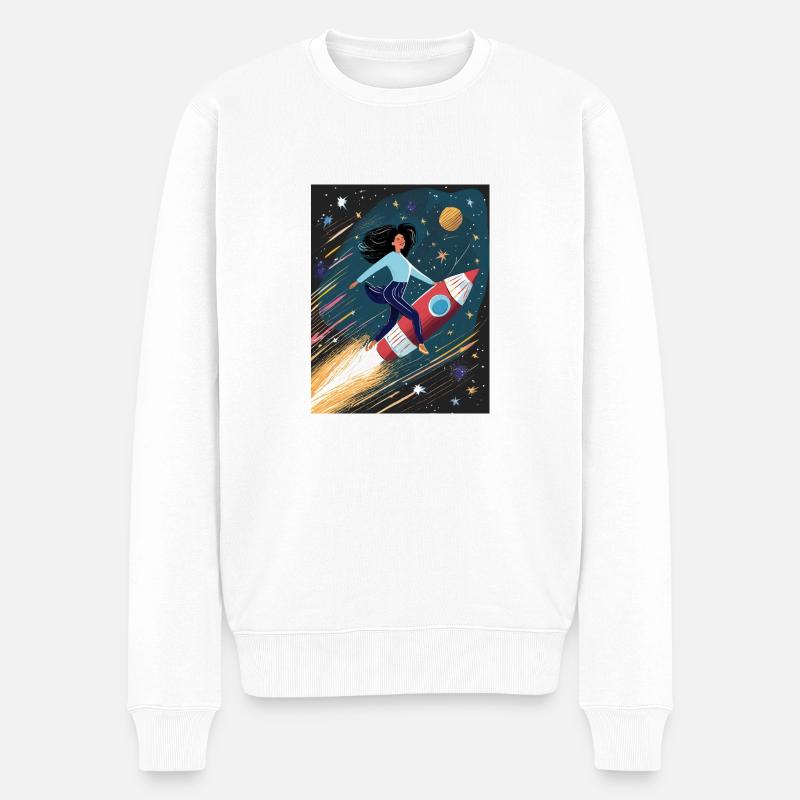 Raketenflug - Männer Premium Bio Pullover - Weiß