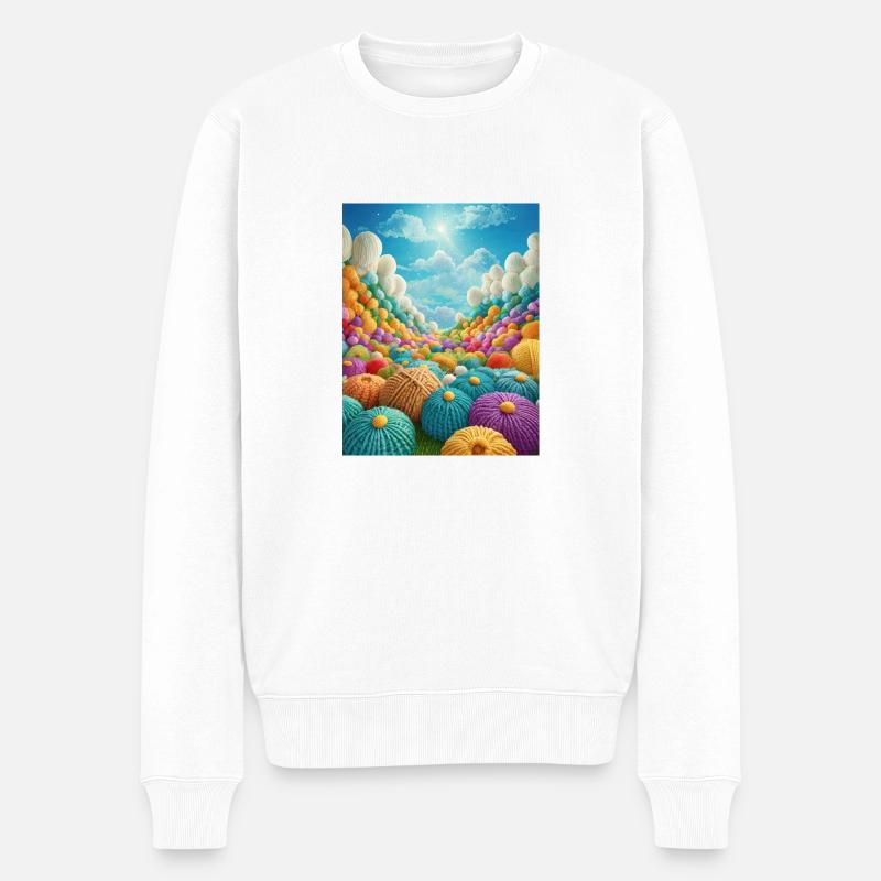 Knitting on Heavens Door - Männer Premium Bio Pullover - Weiß