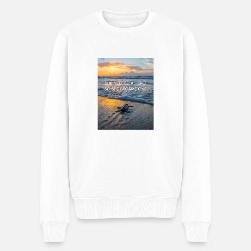 She needed a hero - Männer Premium Bio Pullover - Weiß