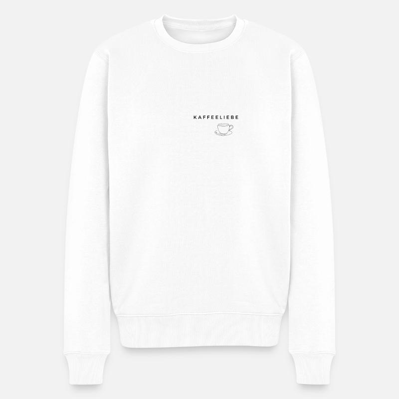 Kaffeeliebe - Männer Premium Bio Pullover - Weiß