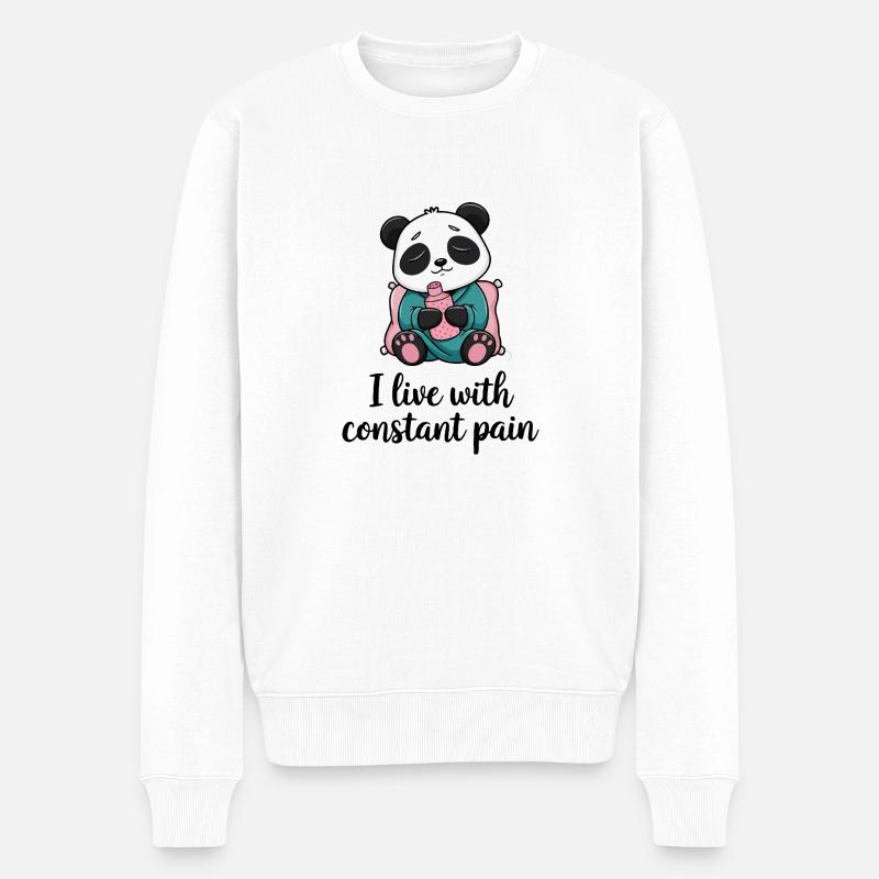 Panda mit ständigem Schmerz - Männer Premium Bio Pullover - Weiß